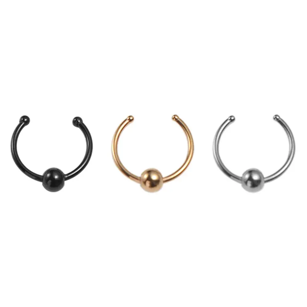 Punk Metal Fake Nose Septum Rings Bead Geometric Multicolour Body Non Piercing Jewelry Daily