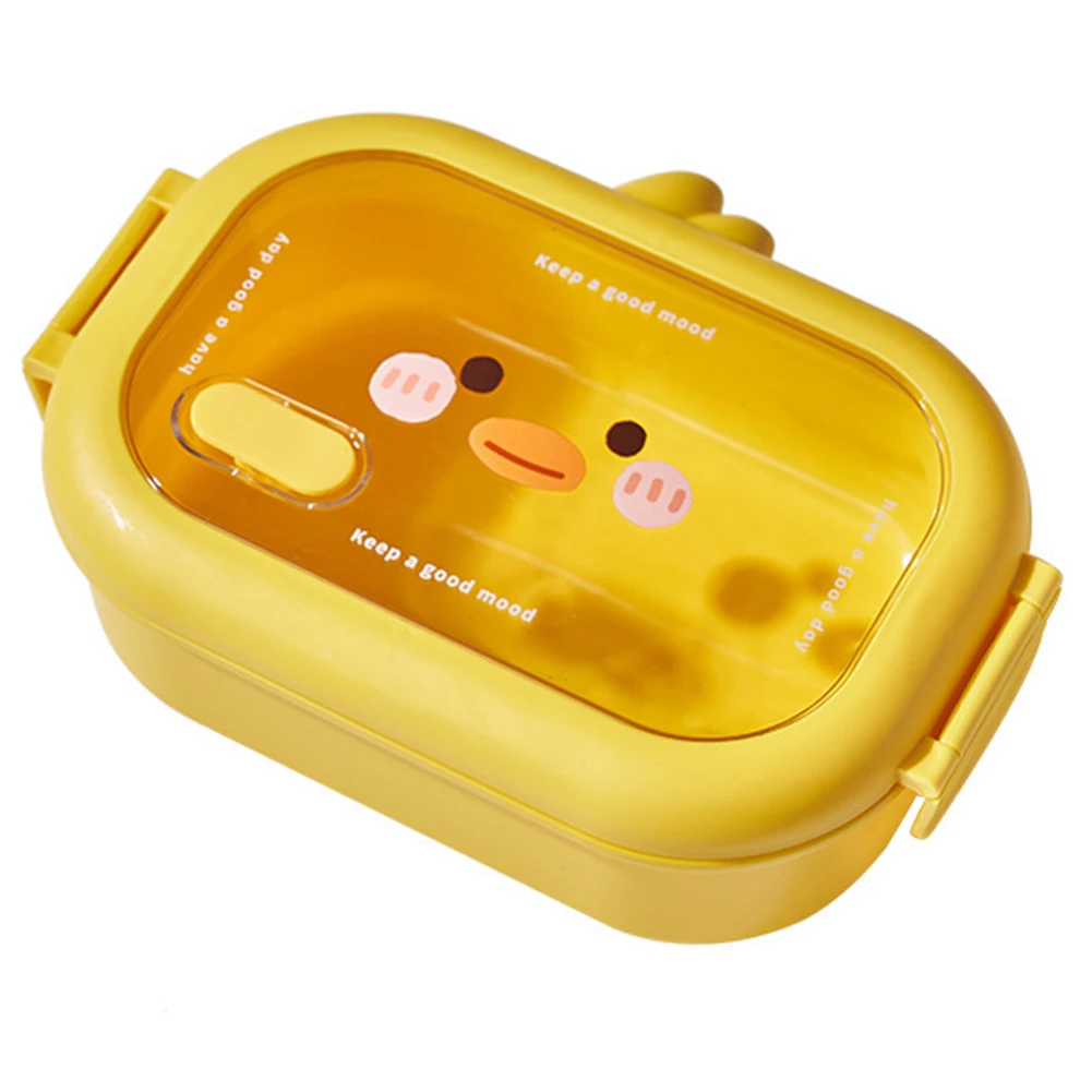 Stainless Steel Kids School Kawaii Bento Box Double Side Clip Separated Insulation Canteen 2 Cells Compartment Meal Box