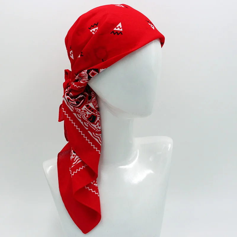 New Oversize 70CM Red Color Square Scarf Retro Style Print Cotton  Bandana Headwear Head Scarf