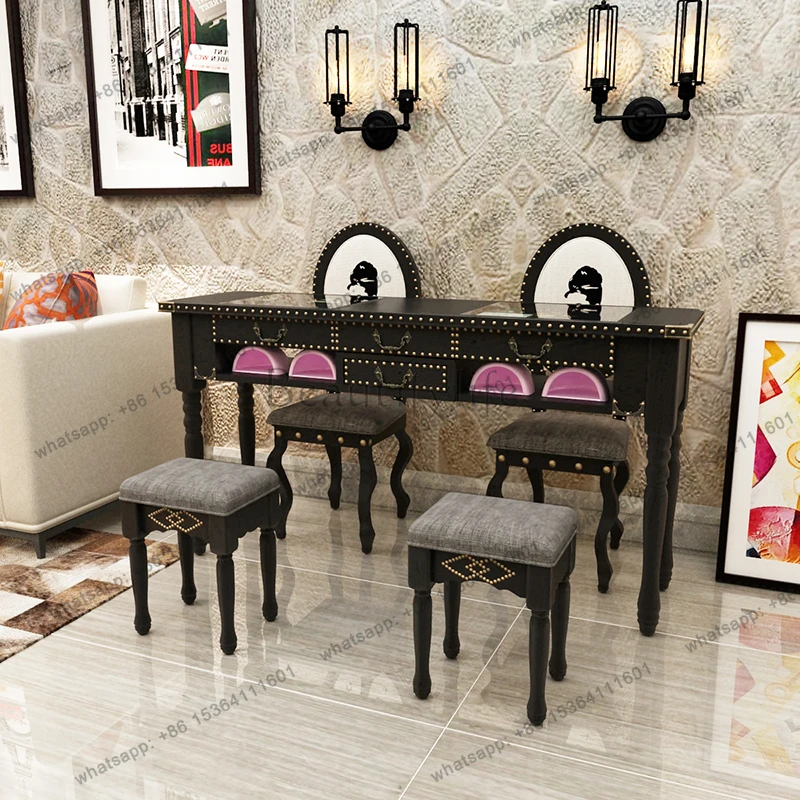 

American Luxury Manicure Table With Drawers Vintage Aesthetic Glamour Nail Table Modern Storage Mesa Manicura Salon Furniture