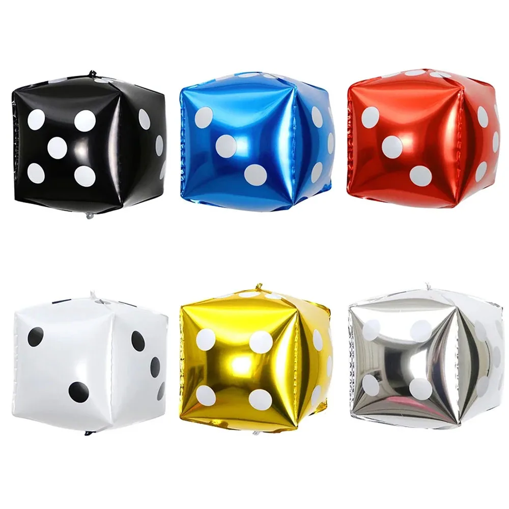 

2/6/pcs/lot 12inch Cube Foil Balloons Dice Foil Ballon Casino Theme Party Adult Birthday Decor Las Vegas Party Poker Theme Party