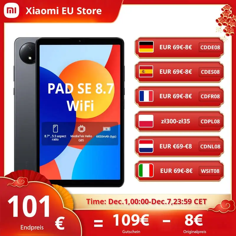 Global Version Xiaomi Redmi Pad SE 8.7 inch Mi Tablet 90Hz Display 6650mAh MTK Helio G85 Dual speakers Dolby Atmos