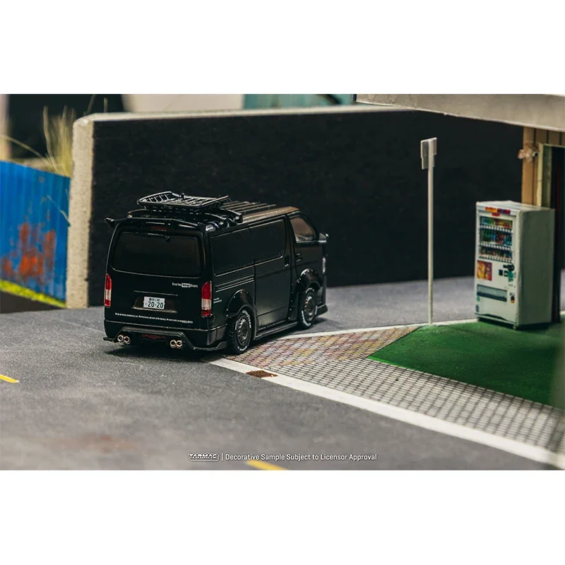 Auf Lager tw 1:64 hiace Widebody schwarz mit Dacht räger Druckguss legierung Auto Modell Sammlung Spielzeug