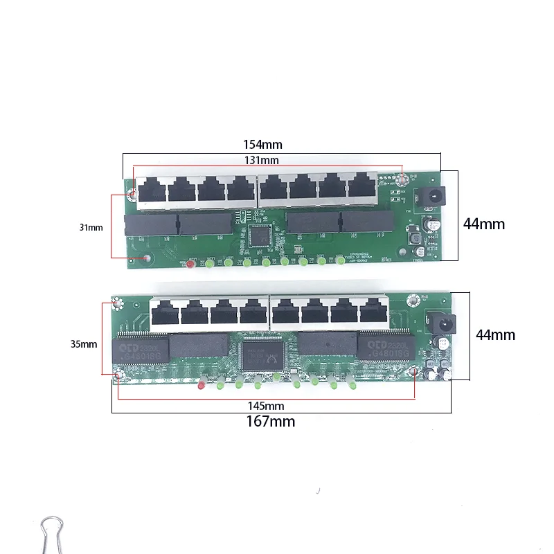 Ethernet Switch industria 8port 10/100/1000M network ethernet switch 5V/12V power input Temperature-40 to 75โ