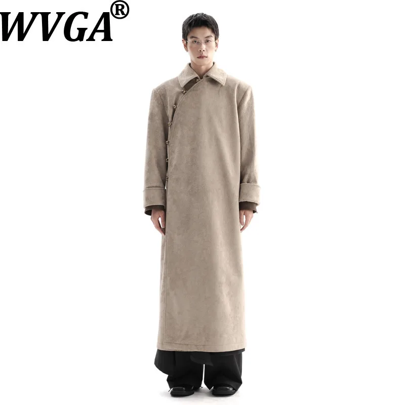 

WVGA Зимний новый мужской прилив с высоким воротником и асимметричной планкой, модный плащ, нишевая шикарная повседневная куртка с длинными рукавами Ins Y2K W14961