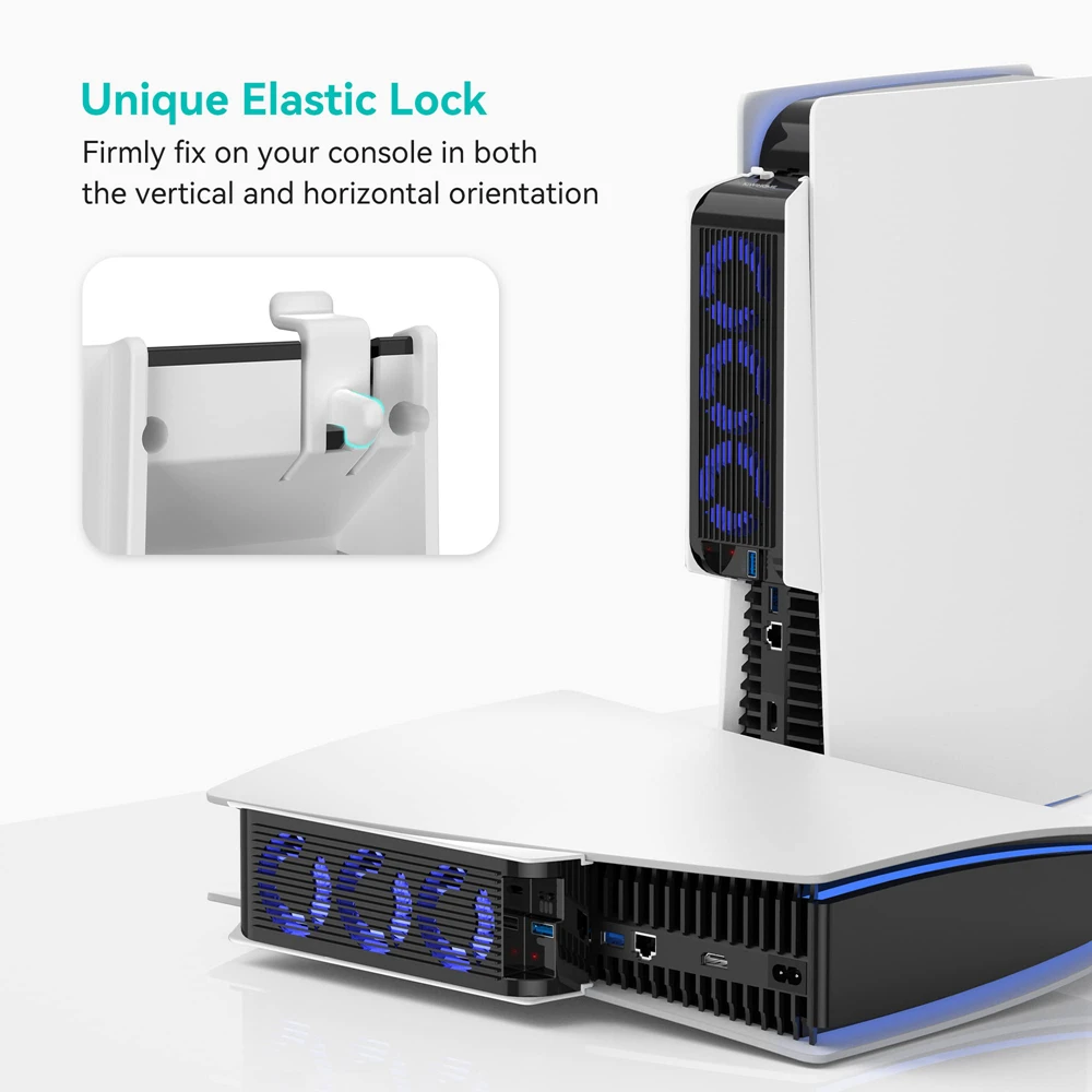 Ventilador de refrigeración mejorado con luz LED, sistema de refrigeración silencioso para Playstation 5, disco y accesorios para juegos de edición Digital