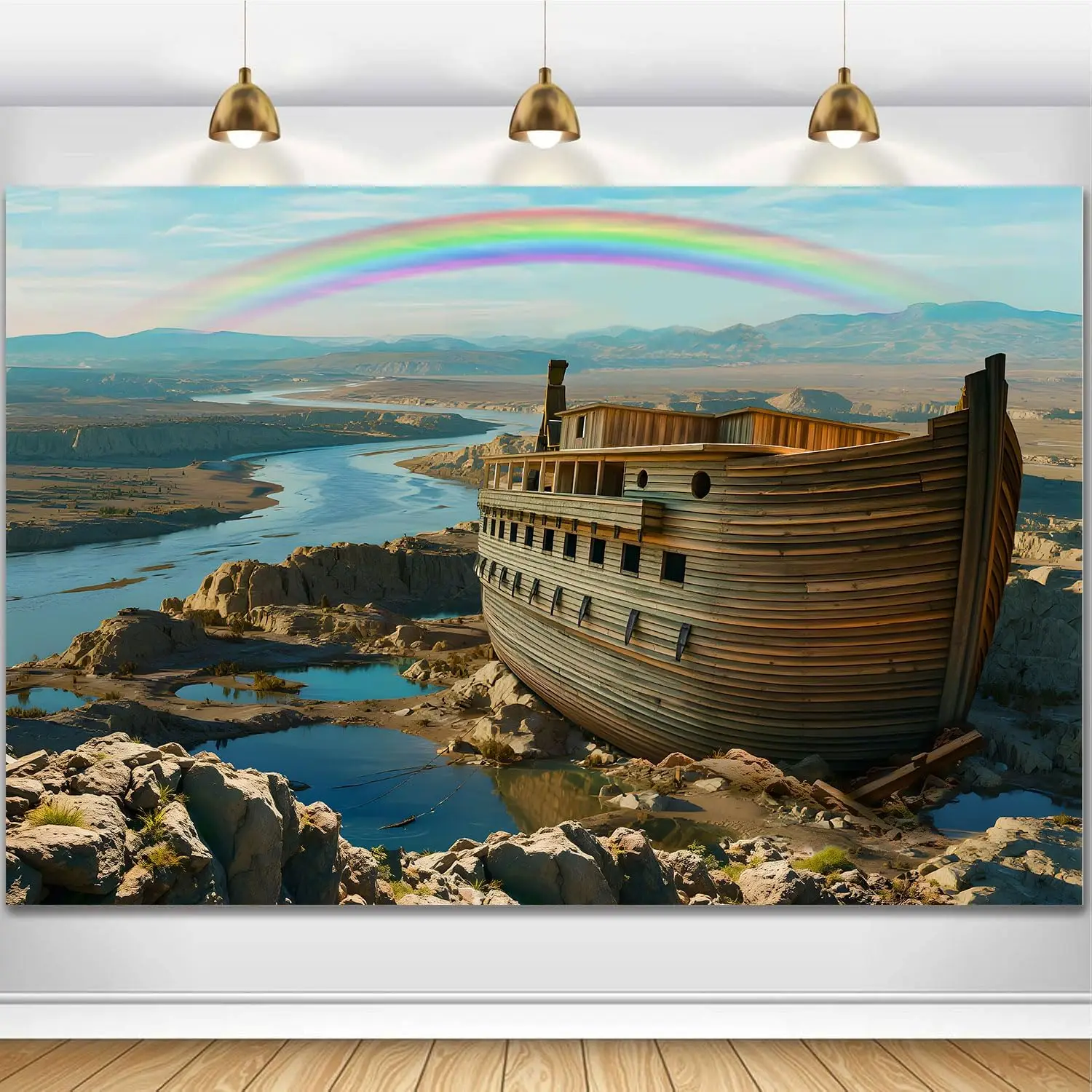 خلفية للتصوير الفوتوغرافي لسكند نوح، خلفية مشهد الكتاب المقدس للأطفال والأولاد المراهقين، ديكور حفلات أعياد الميلاد، كابينة تصوير #1