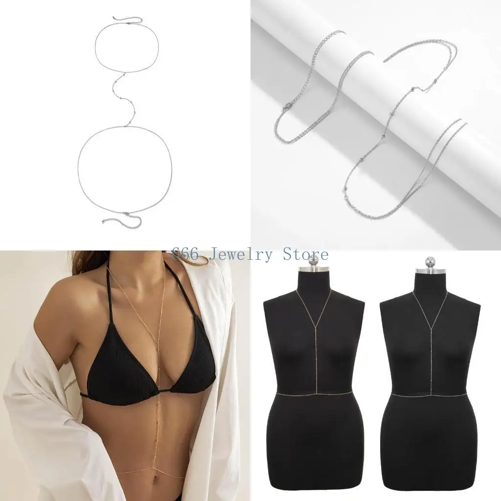 

F2TD Belly Chains Beach Bikini Body Jewelry Necklace Party Jewelry Waist Chains Alloy Material for Women Girls Summer Beach