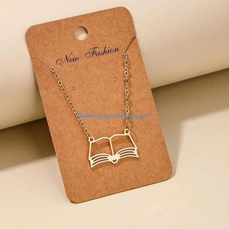 573B Alloy Book Pendant Necklace Clavicle Adjustable Chain Suitable Graduation Gift