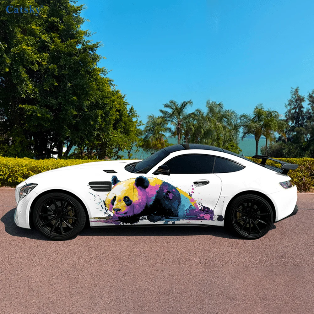 

Красочная виниловая наклейка с изображением всплеска панды, самоклеящаяся наклейка из ПВХ, подходит для грузовиков, внедорожников, украшения, автоаксессуары, подарок