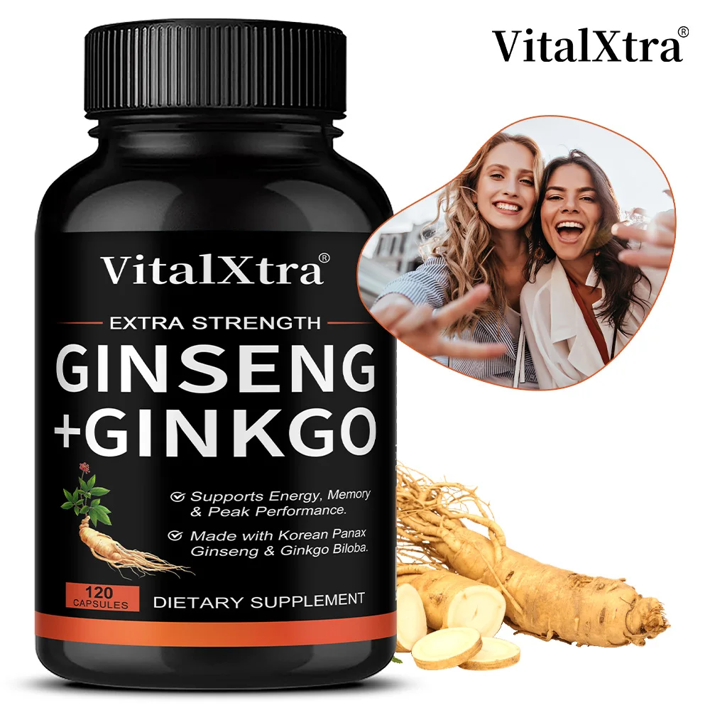 كبسولات الجينسنغ + الجنكة للطاقة والتركيز والأداء والحيوية ودعم المناعة وتعزيز صحة الدماغ وتنظيم الجهاز العصبي #1