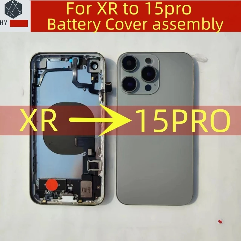 DIY housing For XR Like 15 Pro Housing XR Up To 15 Pro Housing Back DIY Back Cover Housing Battery Middle Frame Replacement