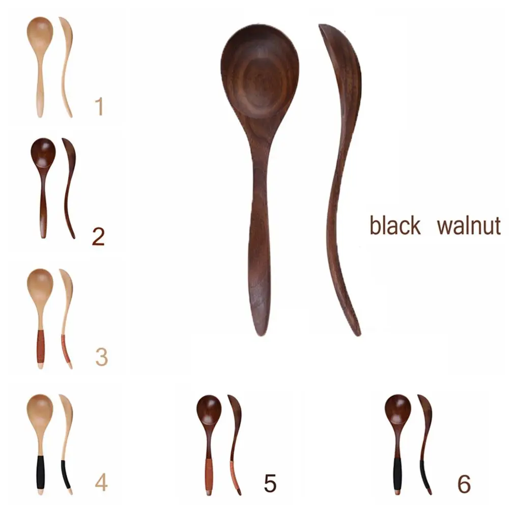 Caffè Dessert Noce Nera Catering Scoop Stoviglie in legno Cucchiaio da zuppa Utensile da cucina Utensile da cucina Cucchiaio di legno