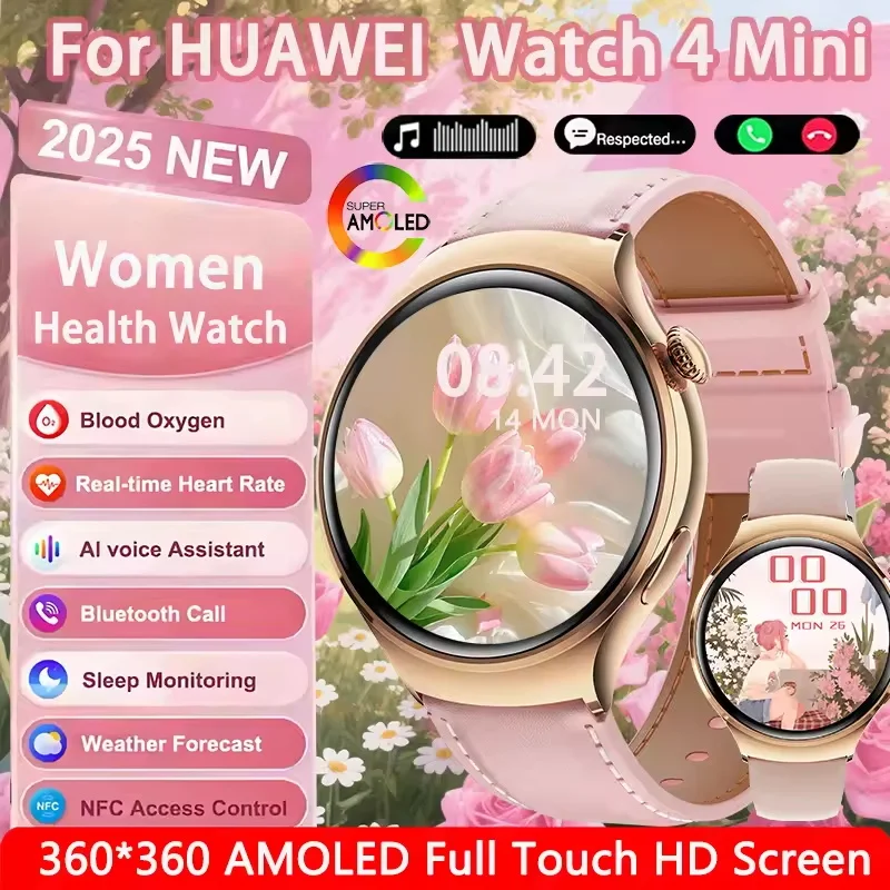 ساعة الموضة 4 ساعة ذكية للنساء 360*360 AMOLED HD شاشة GPS NFC IP68 مقاوم للماء مراقبة معدل ضربات القلب الصحة Smartwatch 2025 جديد