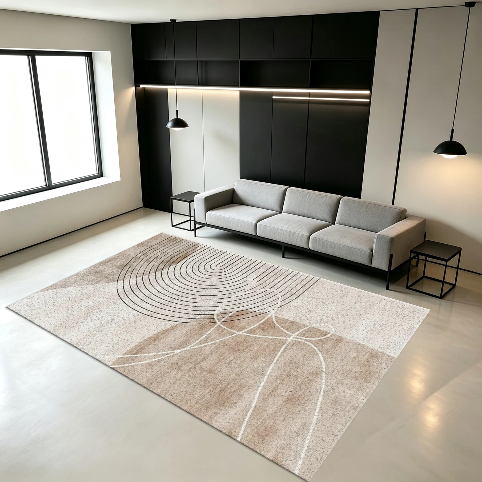 Bohemian Style Abstract Curve Carpet Retro Texture Carpet Bedroom Living Room Decorative Carpet