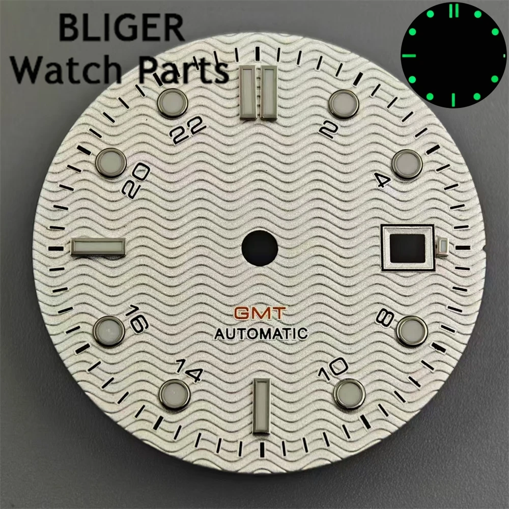 BLIGER 31mm bianco blu nero quadrante dell'orologio verde/blu verde luminoso Fit NH34 Mingzhu DG3804 movimento