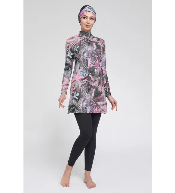 

Digital printed long sleeve hijab swimsuit