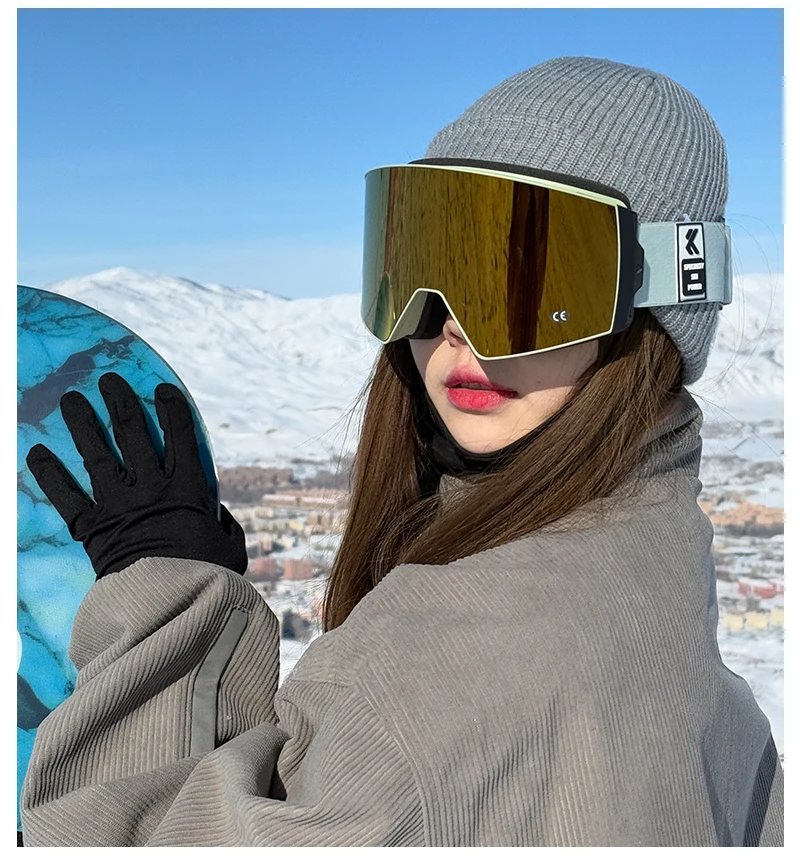KAPVOE Antibeschlag-Skibrille, Skaten, Snowboard-Zubehör, Schneemobil, UV400, photochrome Outdoor-Wintersport, Fahrradbrille – Detail 3