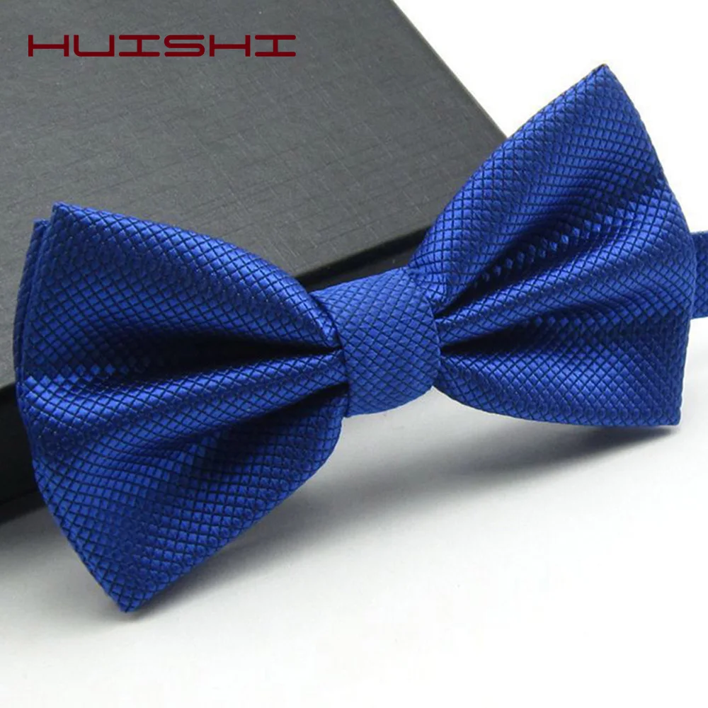 

HUISHI Bowtie Mens Tie Solid Check Fashion Bowties Banquet Wedding Black Gold Red Green Pink Blue White Classic Bow Ties For Men