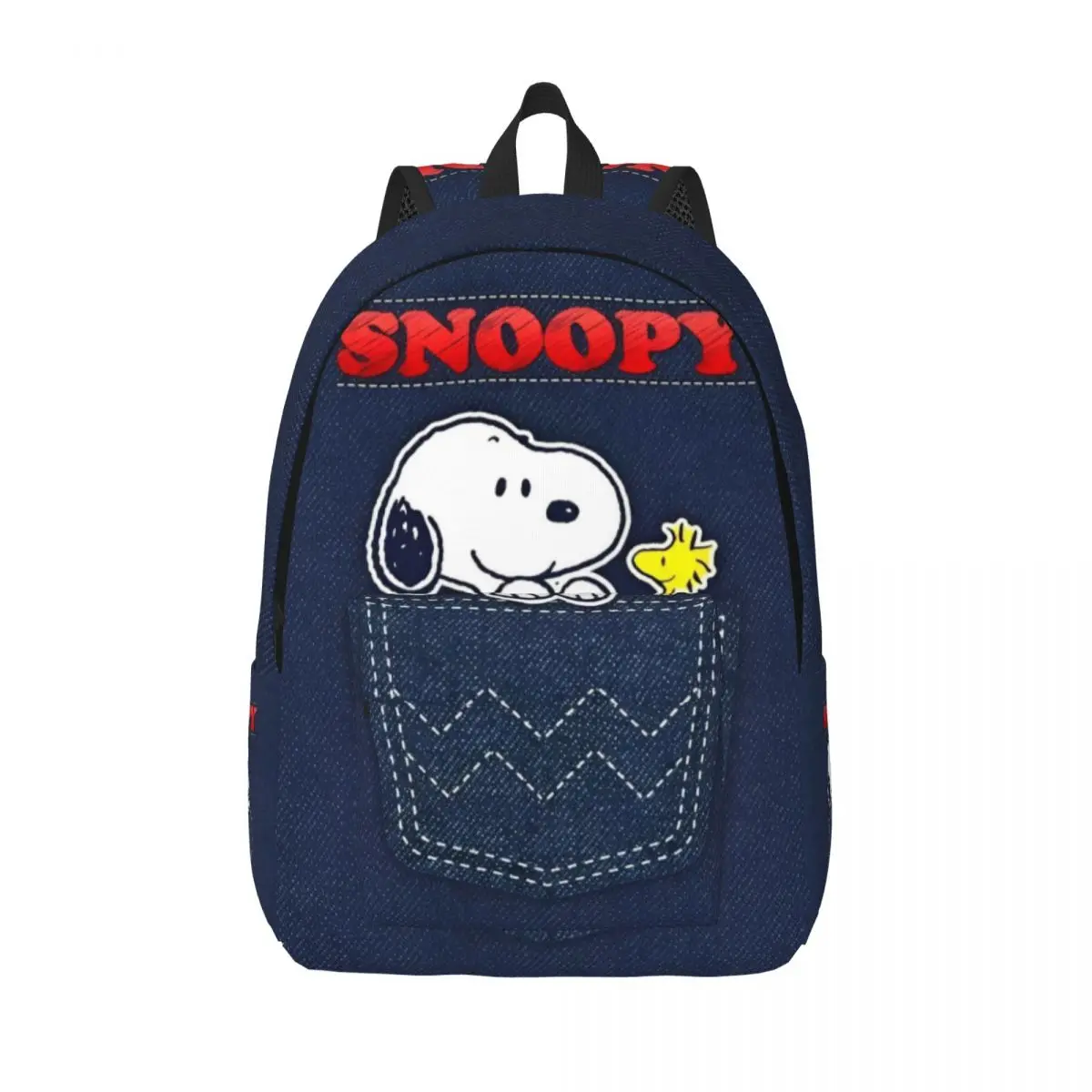 Cute Cartoon Snoopy Classical Backpack Durable Student Hiking Travel Denim Print Daypack for Men Women Laptop Canvas Bags