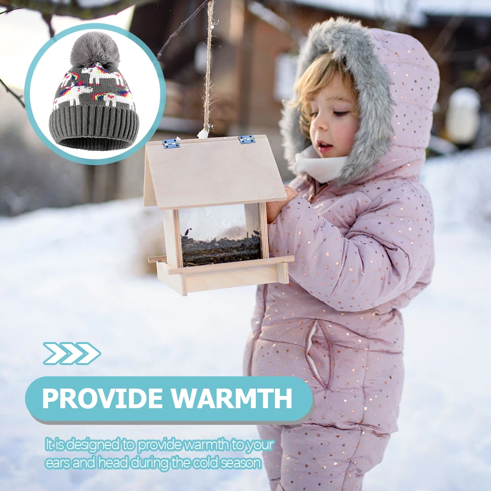 

Cartoon Unicorn Kids Winter Knit Hat Ball Warm Ear Protector For Baby Toddler Boys Girls Newborn Children Cap Accessory