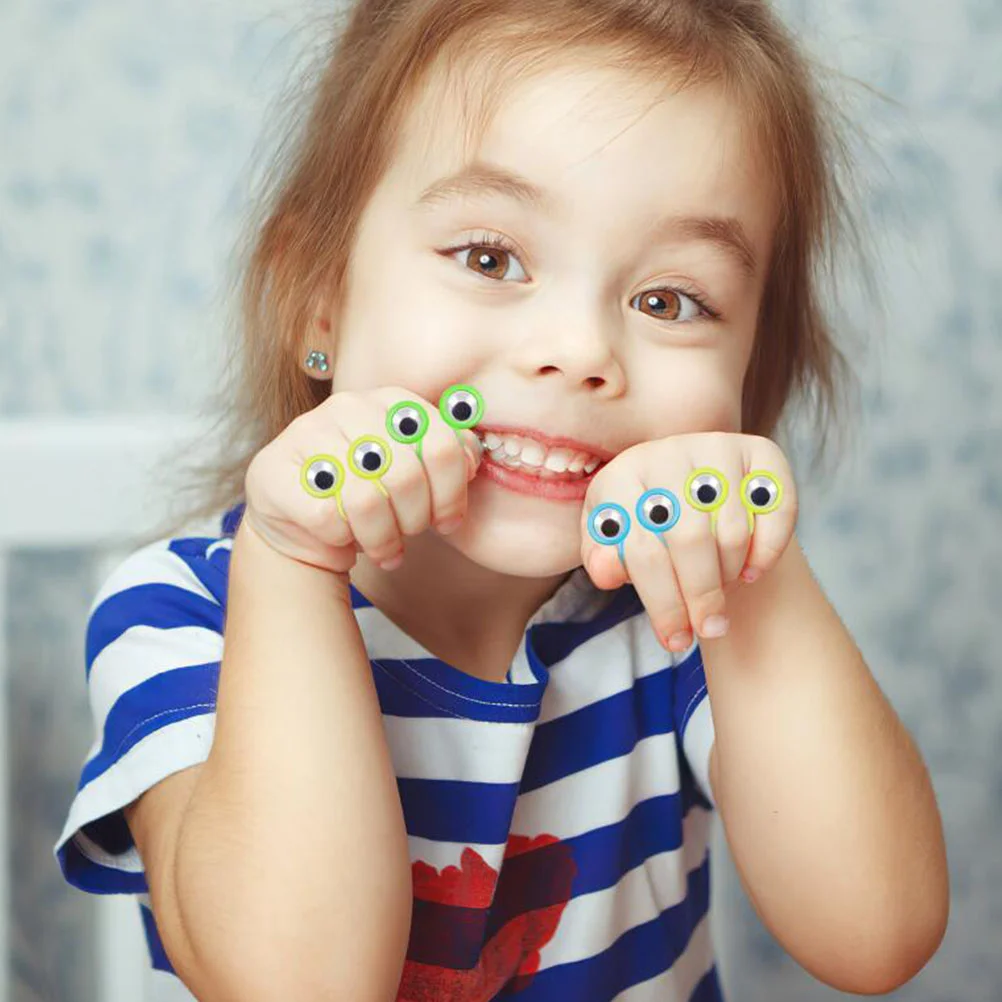 24 Pcs Big Eyes Ring Kids Ball Plastic Eyeball Finger Puppet Crochet Bulk Toys Gift