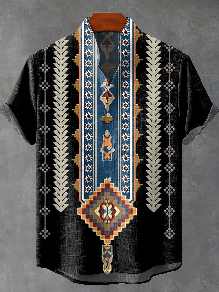 

men's casual summer shirt short sleeve bamboo texture blend