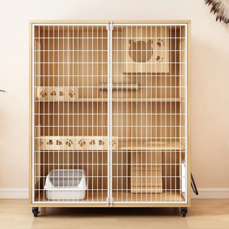 Cat cage for home use, indoor  house,  cabinet room, extra-large free space,  bed, cat toilet, integrated  villa