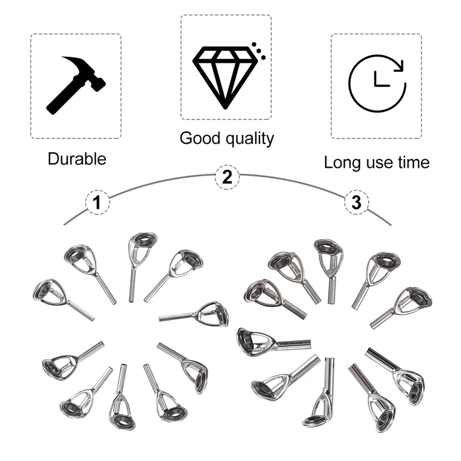 

20 Pcs Stainless Steel Fishing Rod Repair Kits Lightweight Guide Hole Parts for Rod Pole Guide Angling Sea Fishing Tools