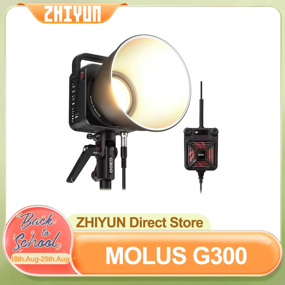 

ZHIYUN MOLUS G300 300W COB LED Light 2700K-6500K Video Lights APP Control Camera Light 500W Bi-color Lamp Photography Lighting