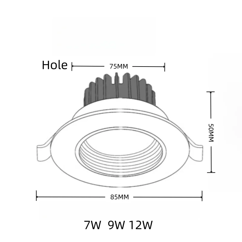 Recessed Down Light  5W 7w 9W 12W 15W 18W LED Down Light Outdoor COB Dimmable LED Ceiling Light Bulb COB LED Spot Light