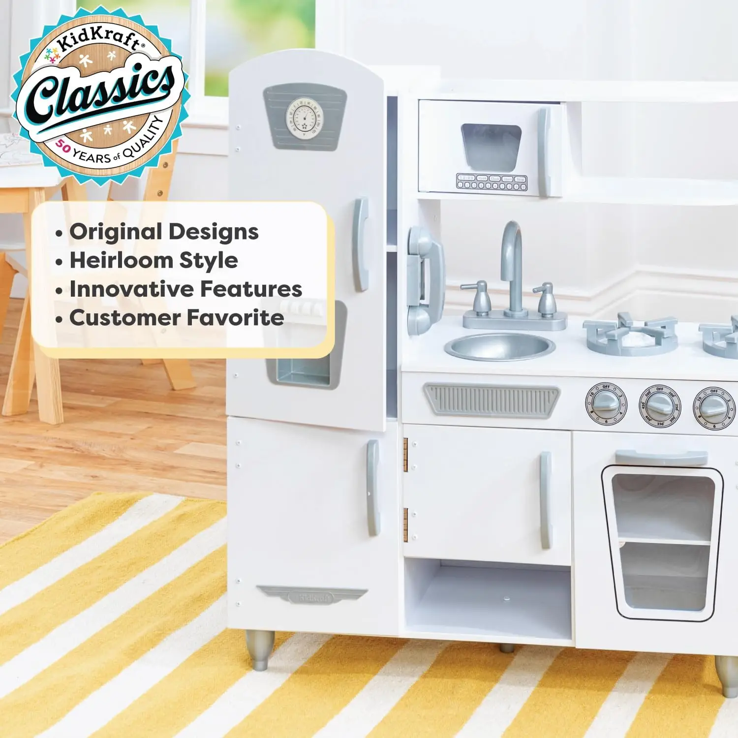 Cozinha de madeira vintage, Pretend Ice Maker, Jogar telefone, Multi cor