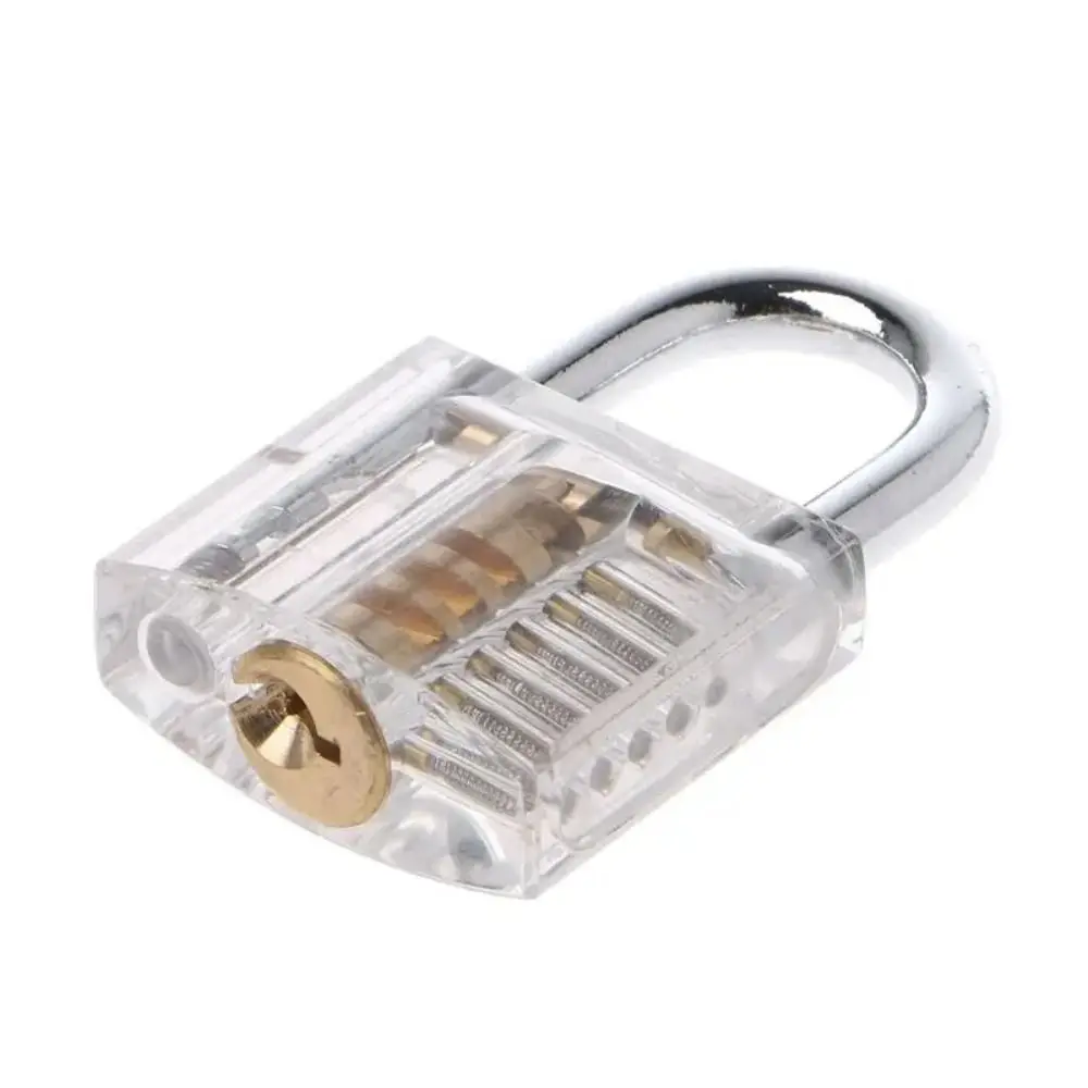 Candado de bloqueo transparente con núcleo de cerradura de plástico, cerradura a prueba de selección, artesanías, cerradura ensamblada manualmente, cabezal de bloqueo grande con llave DIY