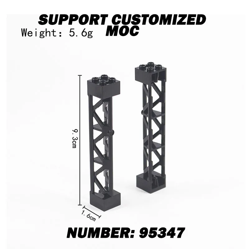 Moc Bouwstenen 58827 95347 Telegraafpaal Ijzeren Frame Ondersteuning 2x2x10 Balder DIY Bricks Compatibel met Architectuur Speelgoed 50g