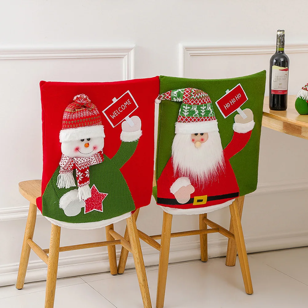 

Dining Room Decorations Christmas Chair Cover Cosmetics Back Covers Short Plush Kitchen