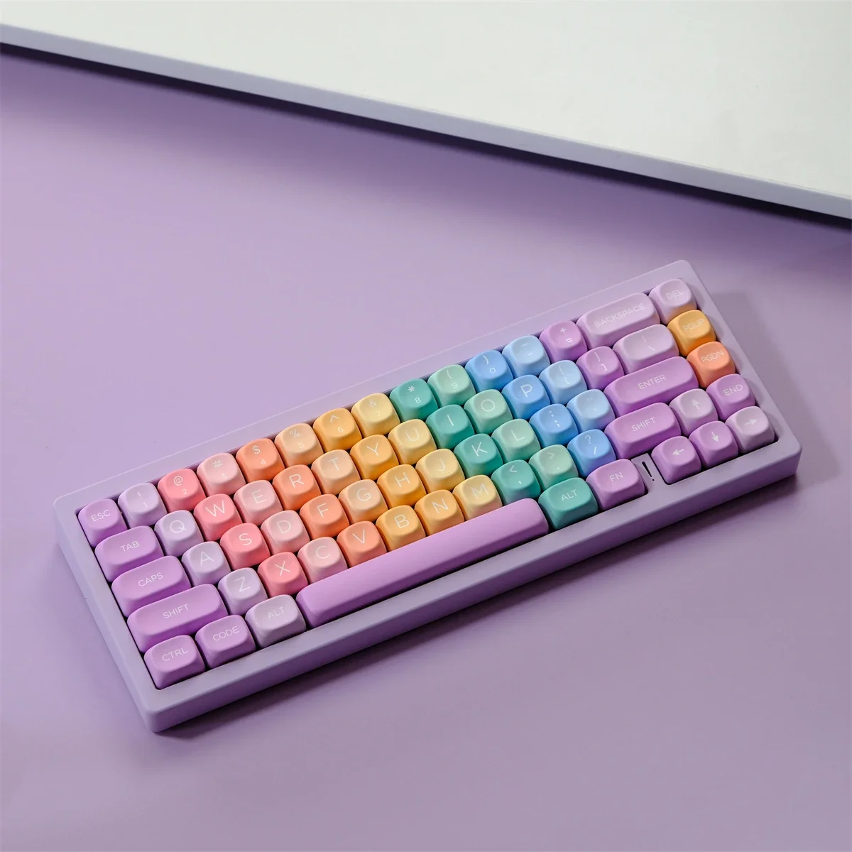 pbt material keycaps grupo soft candy gradiente cores perfil moa sublimacao dye switches mx gk75 gk96 126 chaves 01