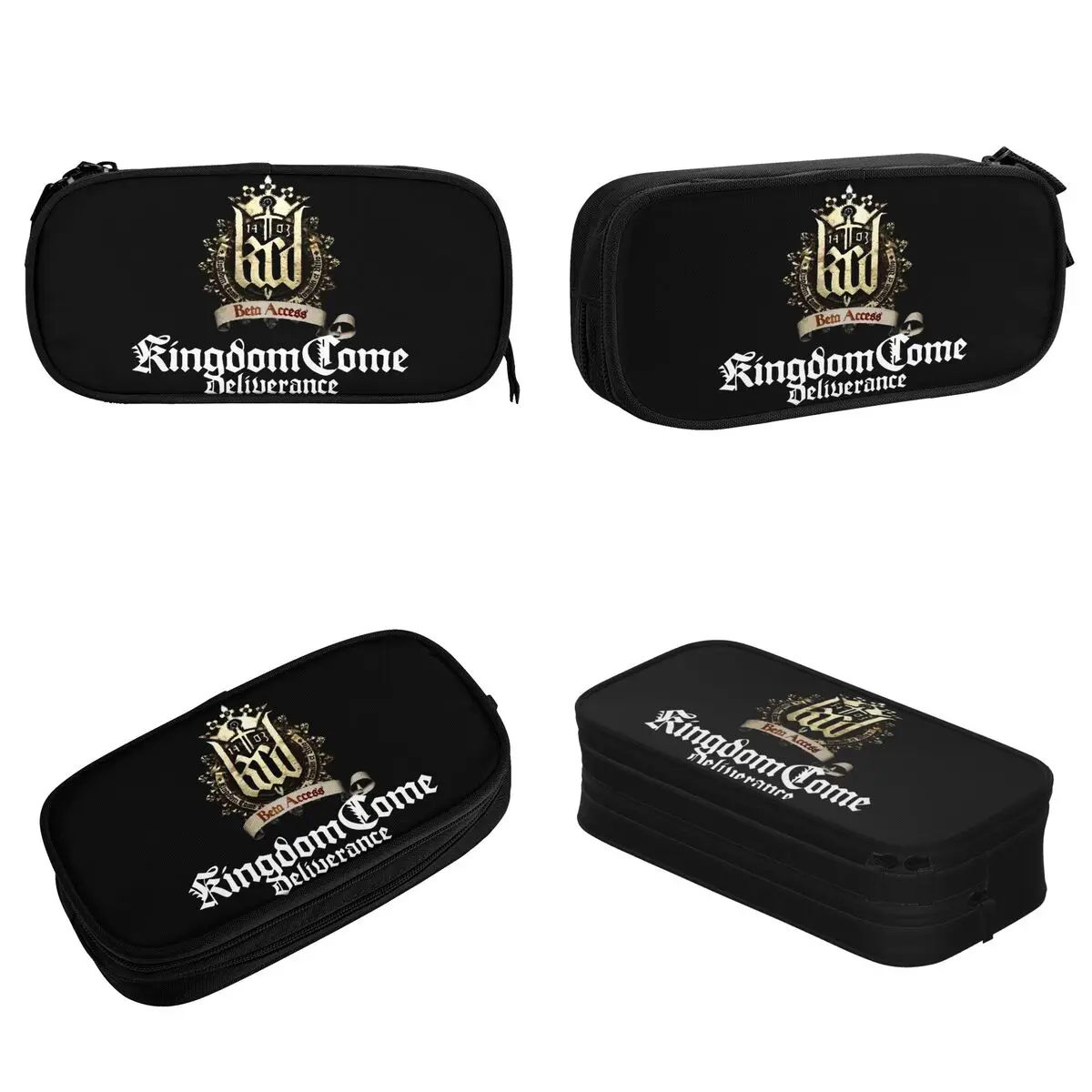 Kingdom Come Deliverance Logo مقلمة لطيفة حقيبة أقلام آر بي جي فتاة صبي سعة كبيرة الطلاب مدرسة سستة قلم رصاص الحقيبة