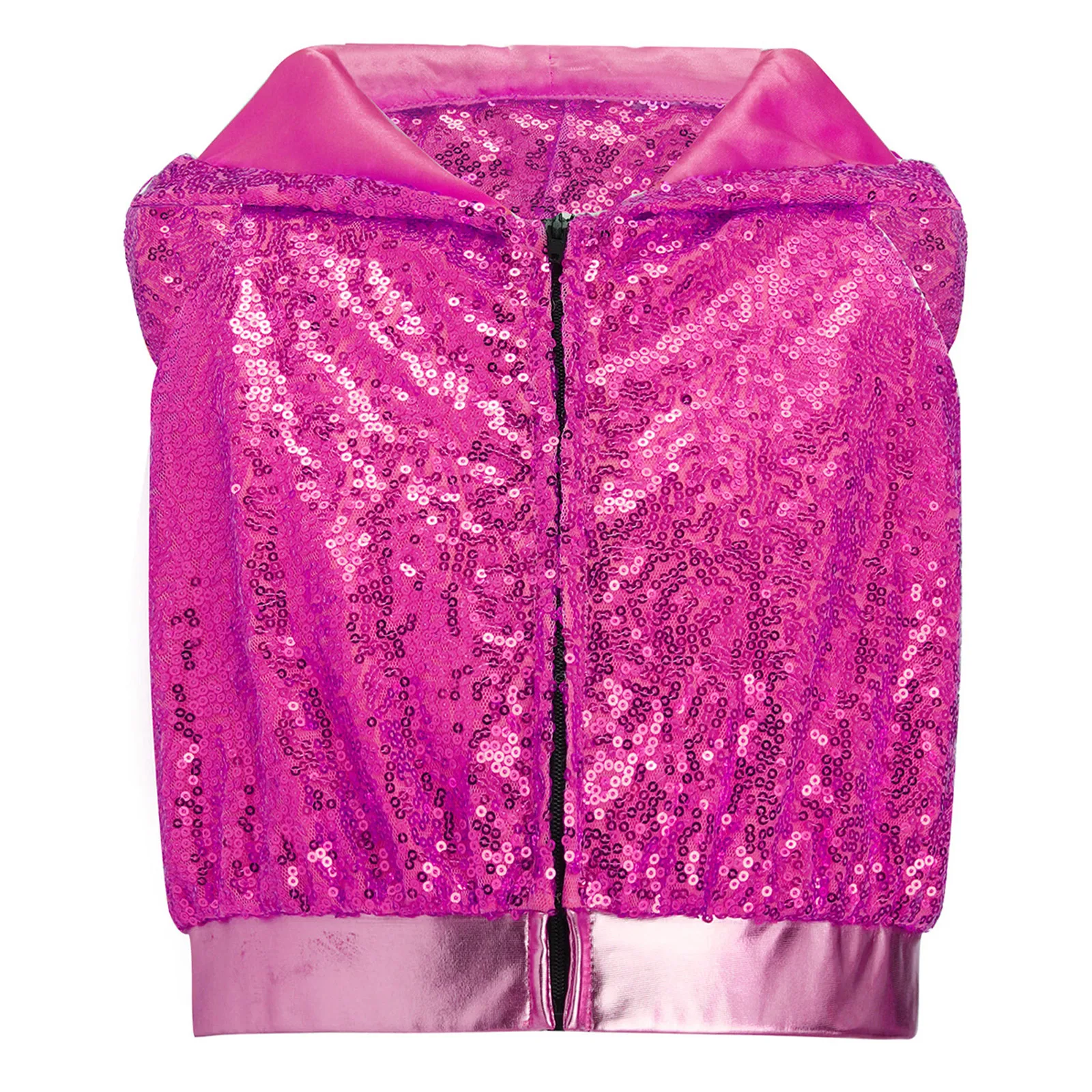 

Костюм для джазовых танцев в стиле хип-хоп с блестками для девочек, футболка без рукавов с капюшоном, детский укороченный топ с капюшоном и открытой спиной, танцевальная одежда для дискотек