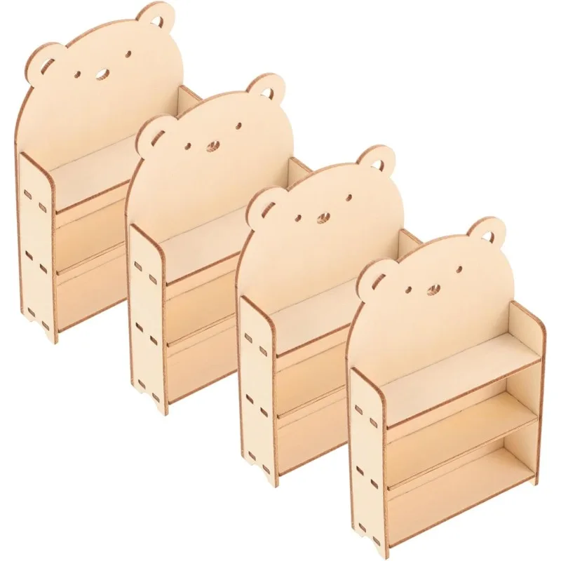 4개 미니 인형집 책장 미니어처 책장 가구 창의적 놀이용 인형집 장식 상상력 있는 장면용