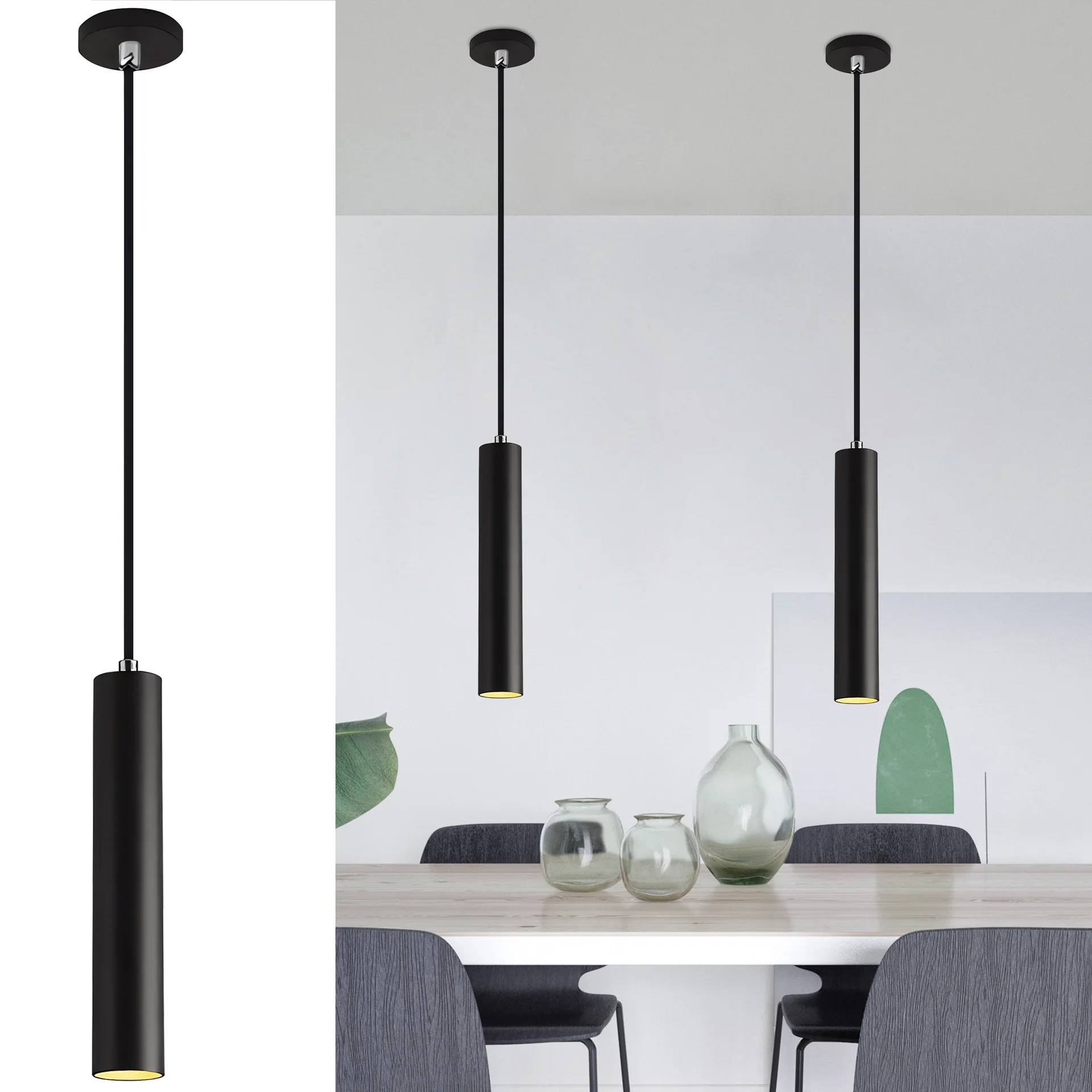 

Modern Nordic Led Pendant Lamp Double head Pendant Light Dining Room 2m Hanging Lamp Pipe Decora Cylinder Pipe Line chandelier