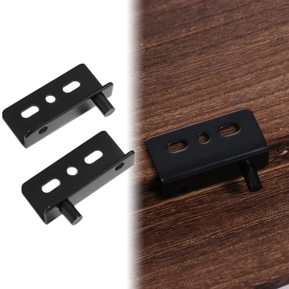 2pcs Multifunction Pivot Hinges Black/Silver Stainless Steel Upper Lower Hinge Clips With Bushing Heavy Duty Concealed Shaft