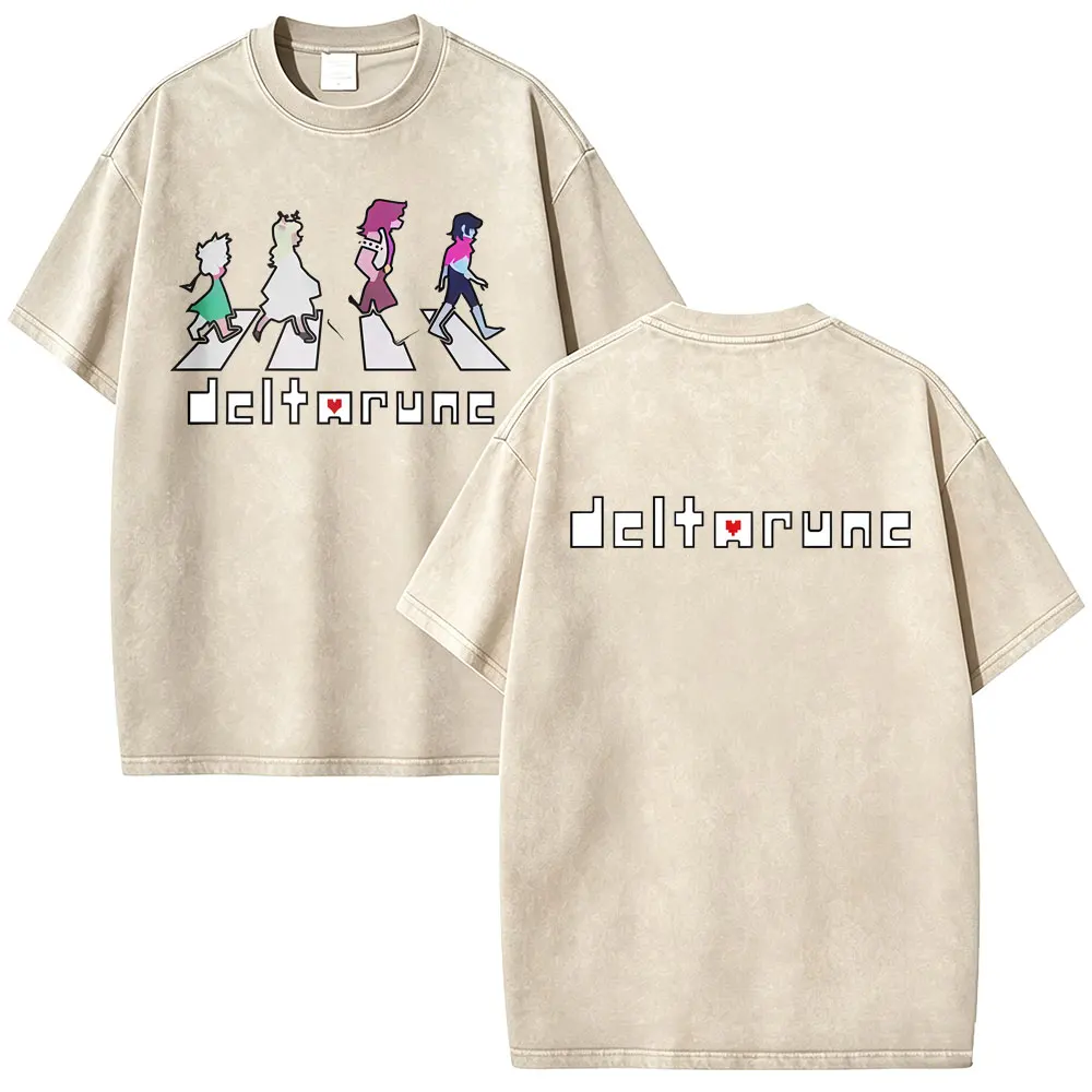 Washed Vintage Game Deltarune Susie Kris Ralsei Funny Graphic T-shirt Men Women Casual Humor Oversized T Shirts Otaku Lover Gift