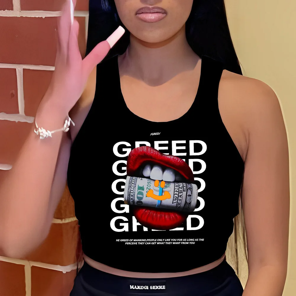 Europejska amerykańska moda kamizelka na co dzień kamizelka z kreskówek seksowne usta wykwintne drukowanie modny damski sportowy wygodny top