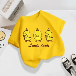 2024 Cute Little Yellow Duck kids T-shirt Short sleeve light casual top Cute print for boys and girls