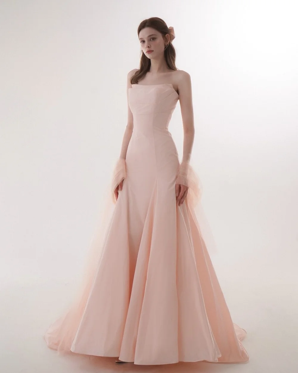 

Customized Modern Style Women Jersey Ruched Pleat Mermaid Evening Dresses Simple Strapless Sleeveless Sleeveless Long Party Gown