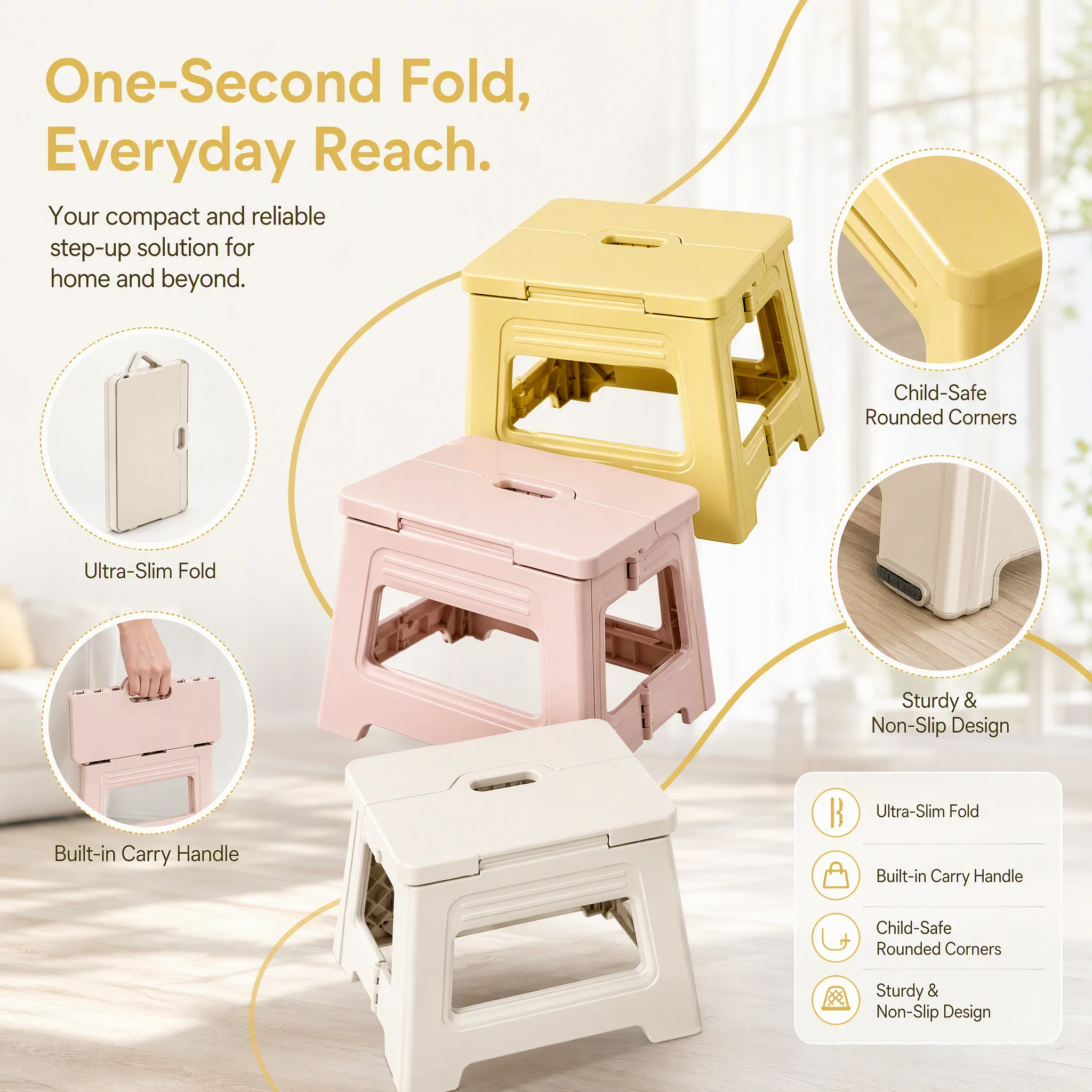 Portable Folding Stool Lightweight Thickened Space-Saving Seat for Camping Fishing Outdoor Travel Home Use