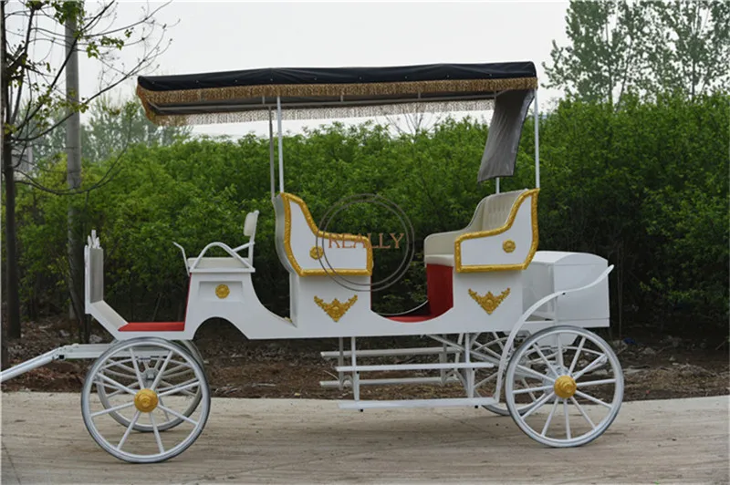 European Style Wedding Retro Sports Carriage Scenic Sightseeing Car Open Top 6 Passengers Royal Horse Carriage