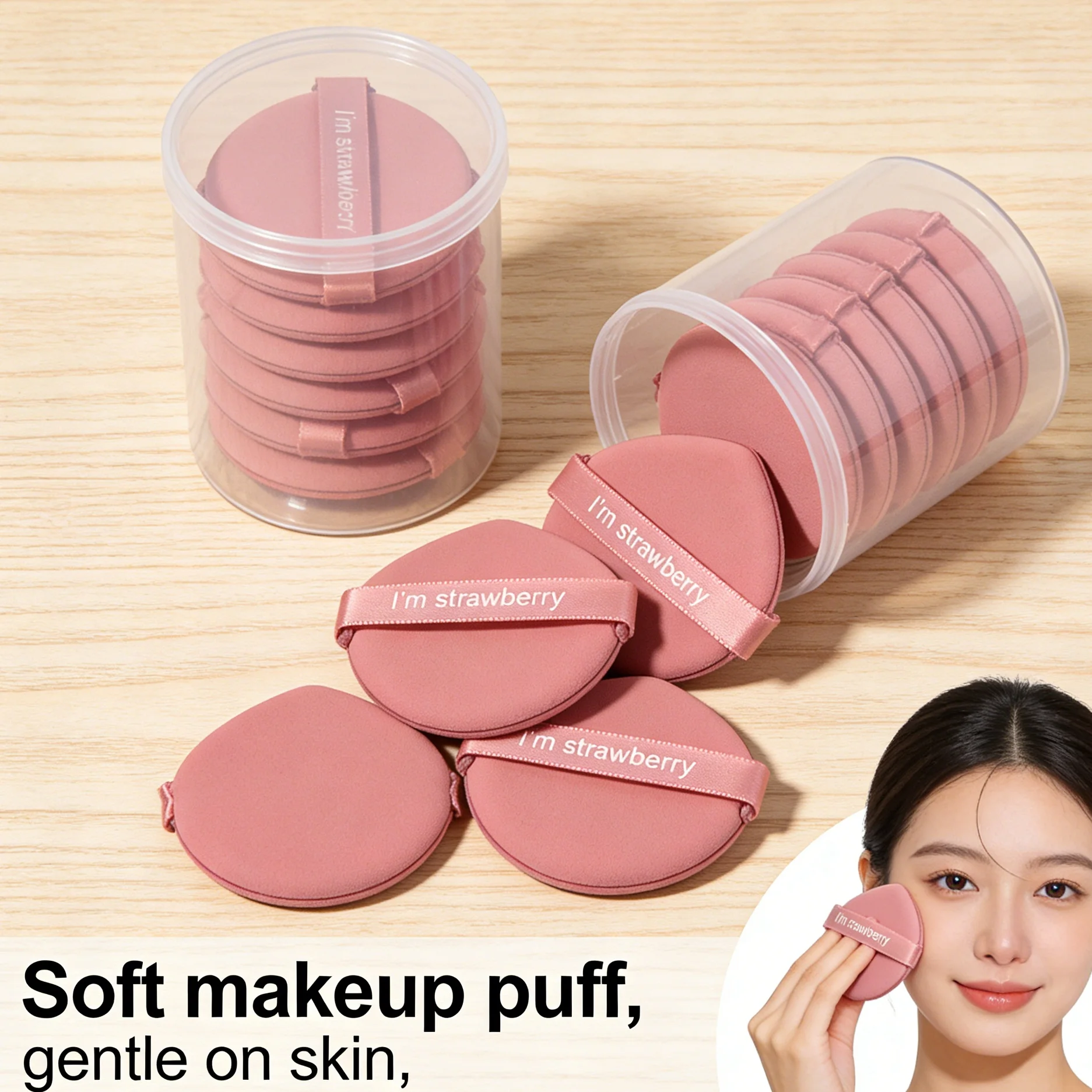 7 Pieces of Pink Drop-Shaped Powder Puff, Suitable for Use with Dry Powder to Set Makeup or with Wet Powder for Foundation.