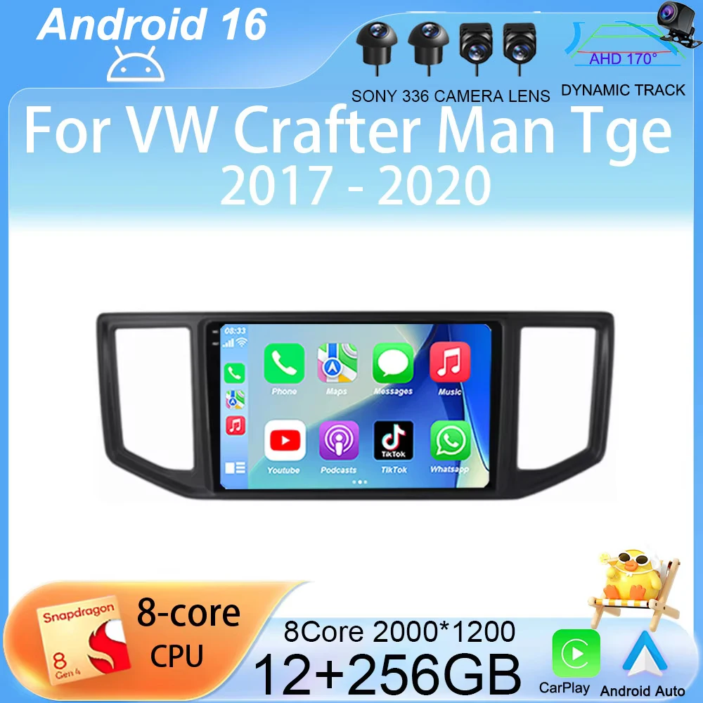 Android 16 Carplay Auto Car Radio For VW Crafter Man Tge 2017 2018 2019 2020 Multimedia Video Player Navigation Stereo Head Unit