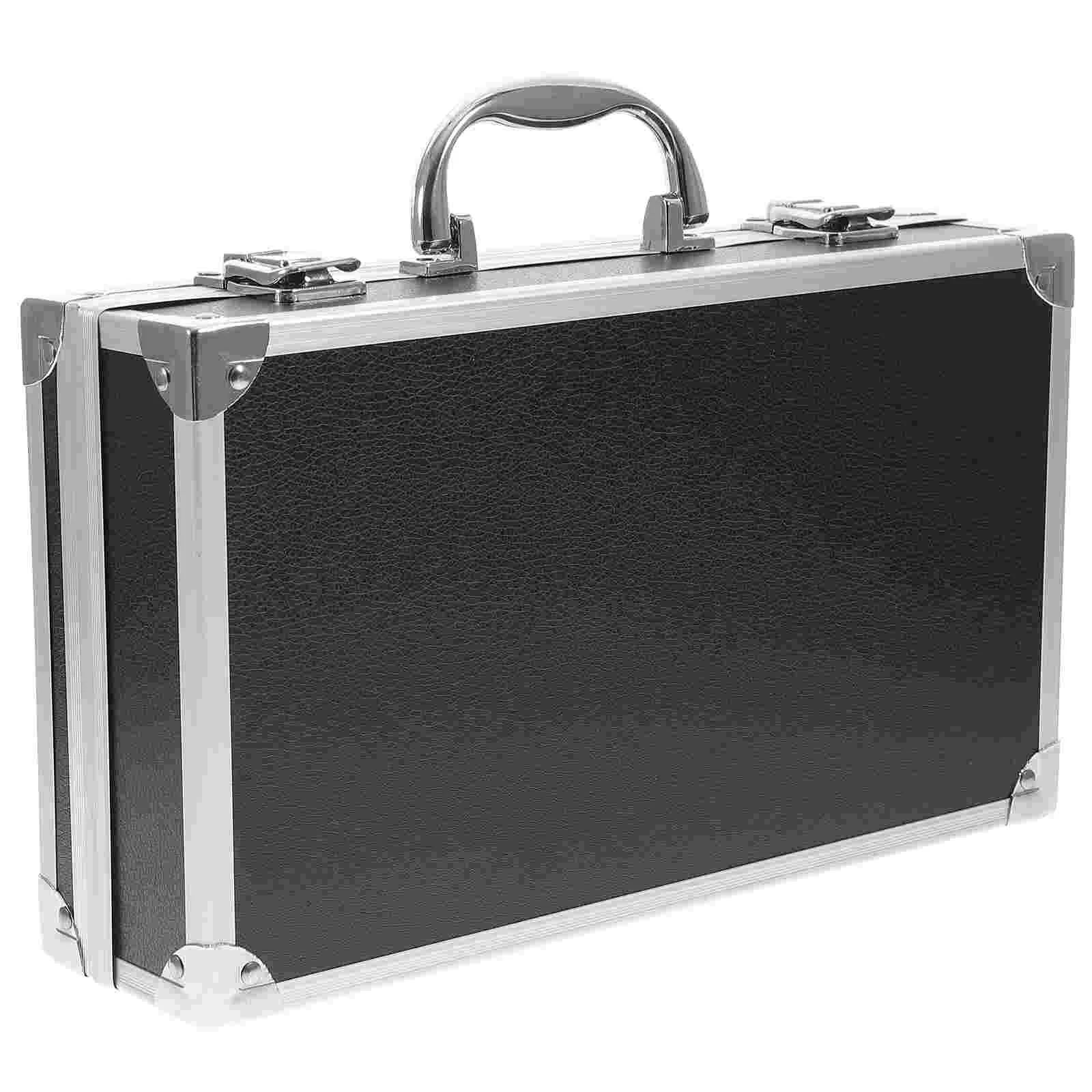 Multi-purposes Medicine Case Carrying Suitcase Toolbox Storage Boxes Aluminum Tools Container Black Large